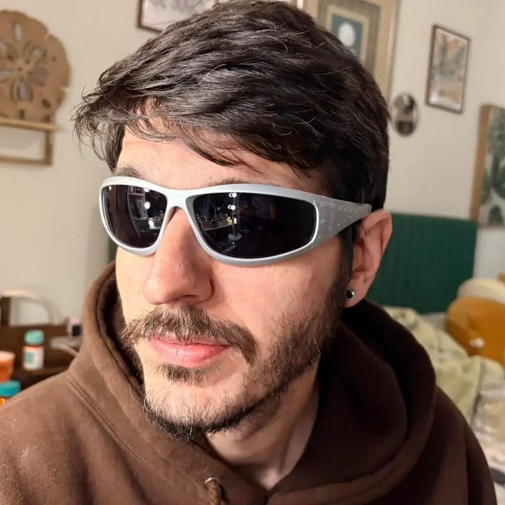 Unisex silver grey sunglasses Cyberpunk y2k